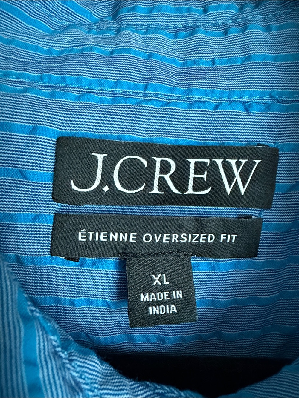 J. Crew Etienne Oversized Shirt in Dobby Stripe- Cerulean - Picture 7 of 7